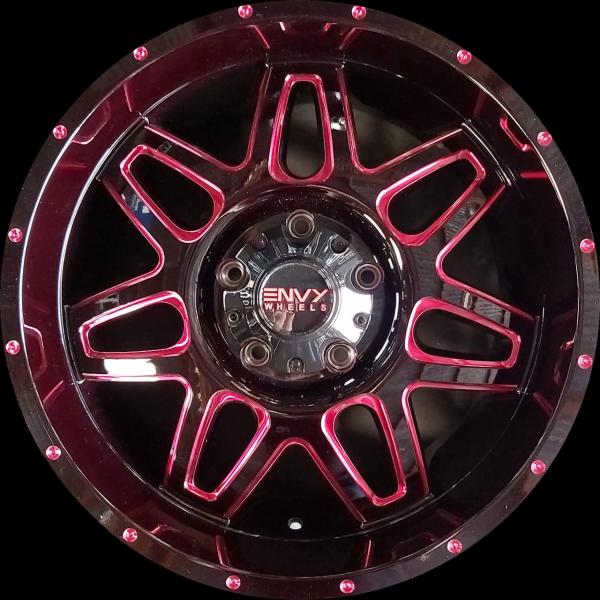 ARO 20X9 (L1852) 5/150 GLOSS BLACK /  RED SIDE MILL (SET 4 AROS)
