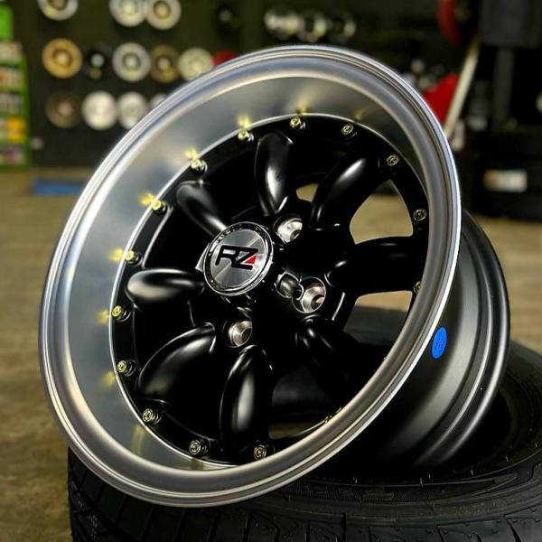 ARO 13X7 (L254) 4/100 FLAT BLACK AND MACHINED LIP GOLD RIVETS (SET 4 AROS)