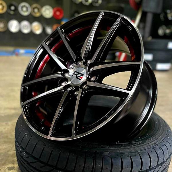 ARO 15X7 (L2037) 5/100/114.3 BLACK AND MACHINE FACE WITH RED LINE (SET 4 AROS)
