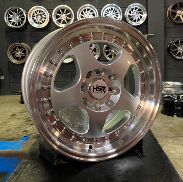 ARO 15X7 (L1569) 4/100/114.3 SILVER MACHINE LIP+CHROME RIVETS (SET 4 AROS)