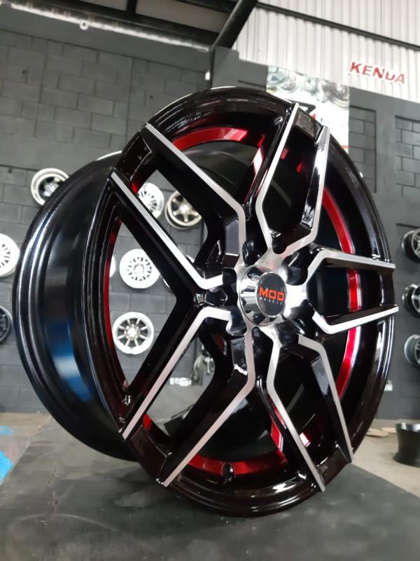 ARO 15X7 (L2062) 4/100/114.3 MACH. FACE BLACK BASE  RED LINE (SET 4 AROS)