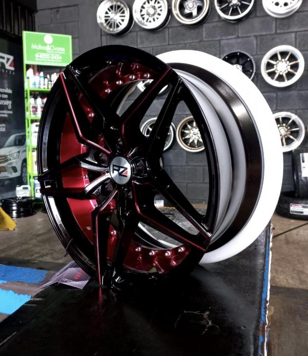 ARO 18X8.5 (L2100) 5/120 GLOSS BLACK+MILLING LINE WINDOW+RED (SET 4 AROS)
