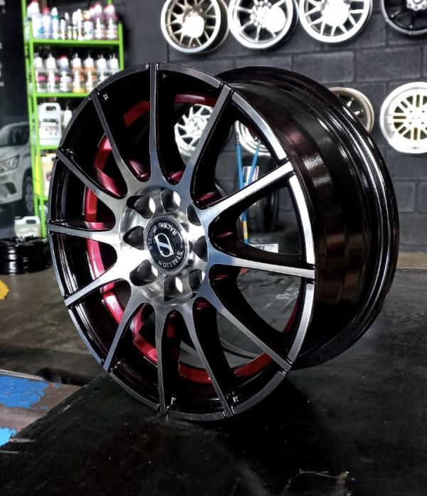 ARO 14X6 (L128) 4/100/108 MATT BLACK UNDER RED LINE (SET 4 AROS)