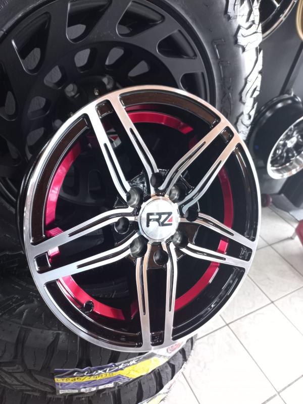 ARO 13X5.5 (L2038) 4/100/114.3 BLACK + MACHINED FACE + UNDER LINE RED CLEAR COATED (SET 4 AROS)