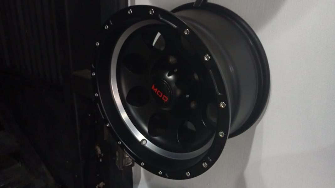 ARO 15X8 (L087) 5/139.7 MACHINE INNER RING, MILLED RIVETS ON LIP, SEMI MATTE BLACK BASE (SET 4 AROS)