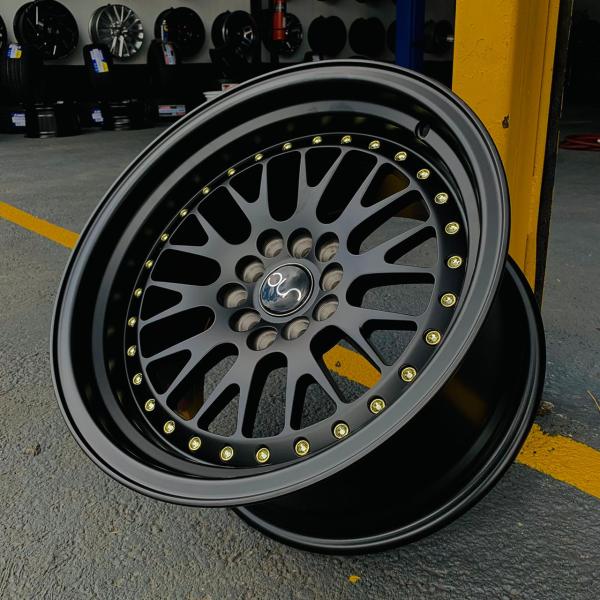 ARO 16X9 (L215) 5/100/114.3 FLAT BLACK WITH GOLDEN RIVETS (SET 4 AROS)