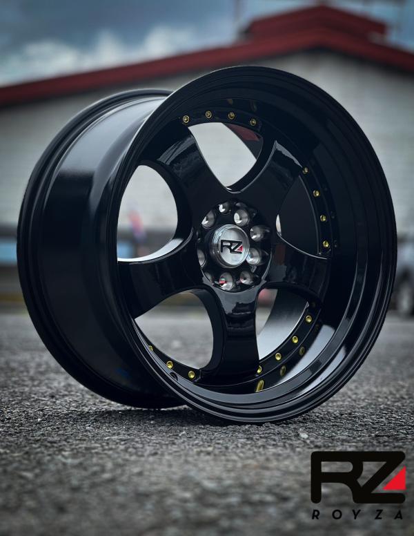 ARO 18X9.5 (L002) 5/100/114.3 BLACK WITH GOLD RIVETS (SET 4 AROS)
