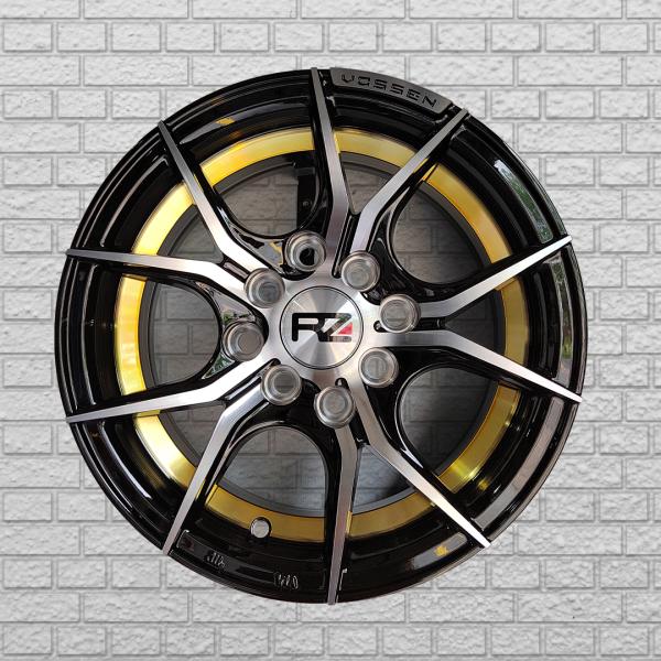 ARO 13X5.5 (AF027) 4/100/114.3 BLACK MACHINED FACE, UNDERCUT GOLD LINE (SET 4 AROS)