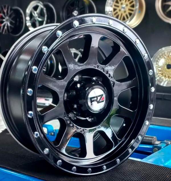 ARO 17X8 (L2242) 6/139.7 BLACK WITH CHROME RIVETS (SET 4 AROS)