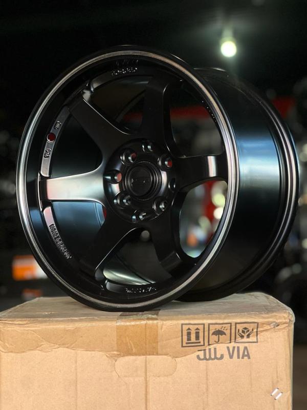 ARO 15X8.25 (H601) 4/100/114.3 MATT BLACK  LIP POLISH (SET 4 AROS)