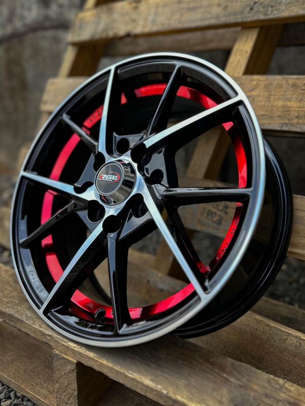 ARO 14X5.5 (H5844) 4/100/114.3 BLACK MACHINE FACE + RED UNDER CUT (SET 4 AROS)