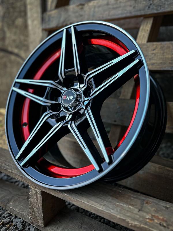 ARO 15X7 (5071) 4/100/114.3 BLACK MACHINE FACE+RED LINE (SET 4 AROS)