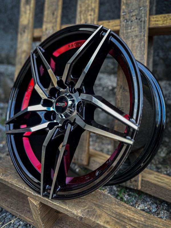 ARO 15X6.5 (H5841) 5/100/114.3 BLACK MACHINE FACE + RED UNDER CUT (SET 4 AROS)