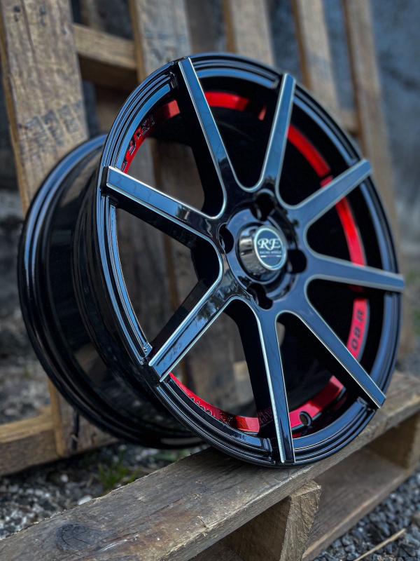 ARO 15x6.5 (896) 4/100 BLACK MACHINE LIP+RED LINE (SET 4 AROS)