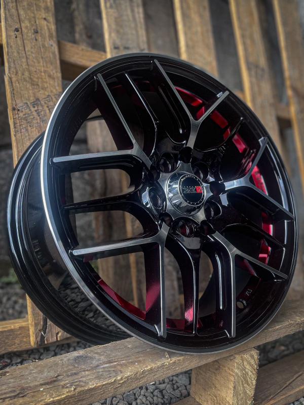 ARO 15X6.5 (H5842) 5/100/114.3 BLACK MACHINE FACE+RED (SET 4 AROS)